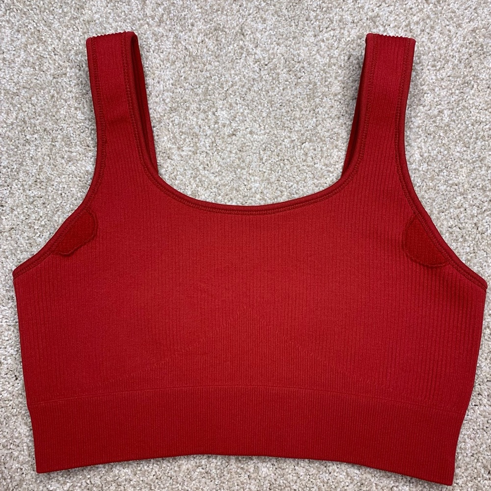 Brick Red Ribbed Bra Top (size medium) - Picture 5 of 7